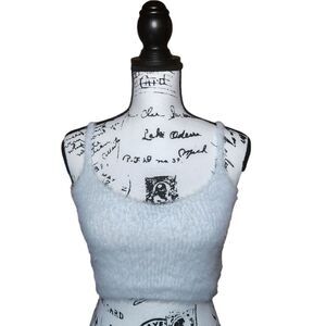 Wild Fable y2k style fuzzy Baby Blue Crop Tank Top small